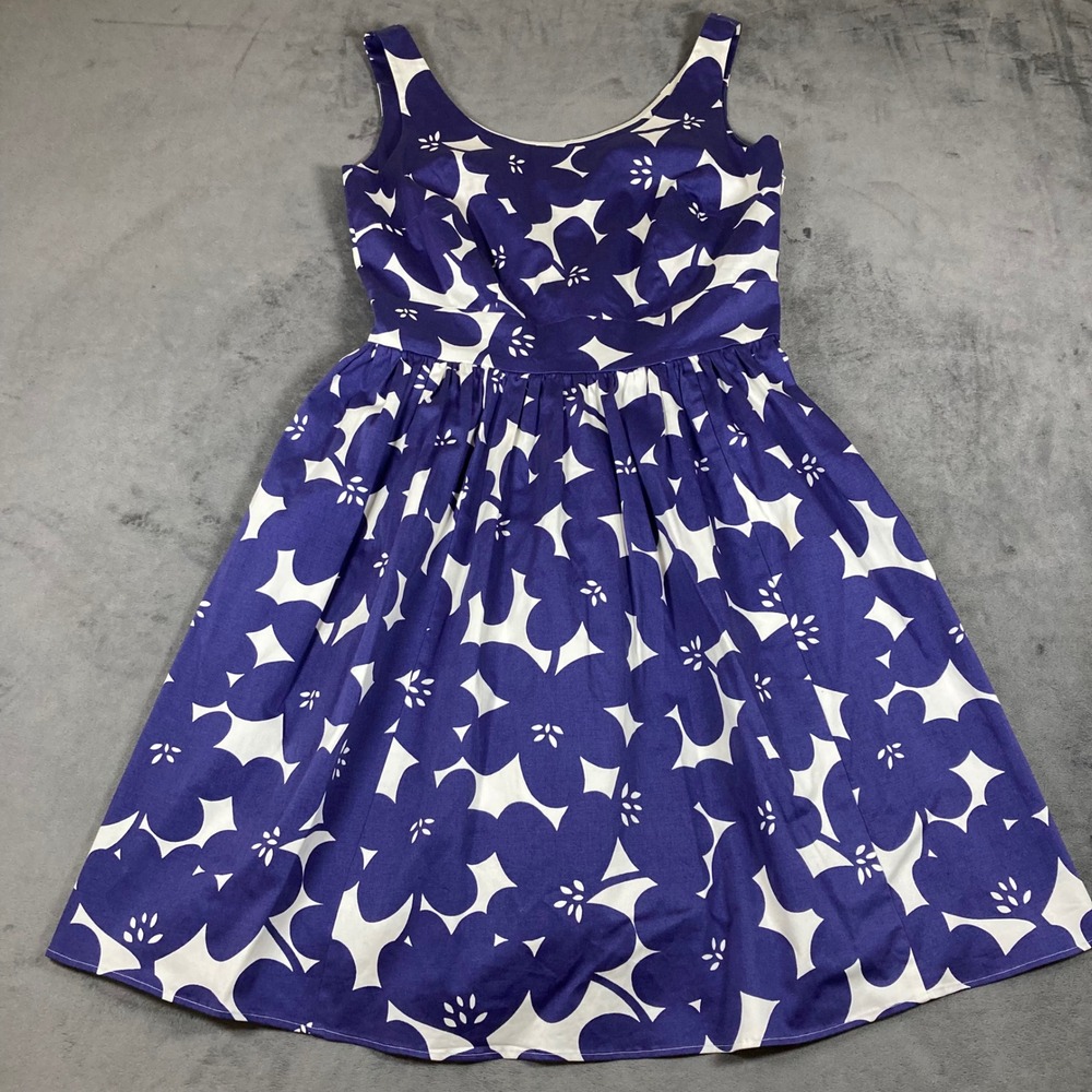 Boden Blue and White Floral Fit-and-Flare Dress